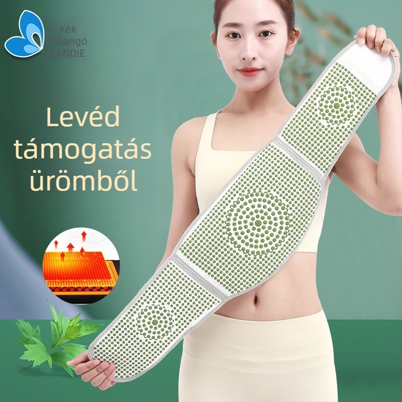 Derékvédő öv gyömbérhabos kötött anyagból, bambuszszénnel, Velcro záródással, poliészter-elasztán anyag