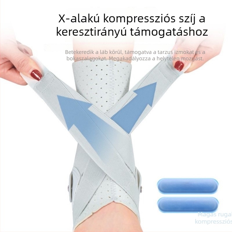 Neoprén bokarögzítő ortézis, lélegző, támogatást nyújtó és rehabilitációs segédeszköz; állítható támogatás; alkalmas futballhoz, futáshoz, kerékpározáshoz és túrázáshoz.