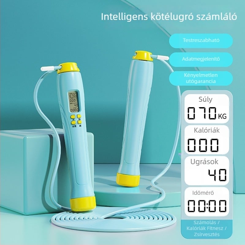 Bosskay vezeték nélküli intelligens ugrókötél – állítható, számoló funkcióval, kettős használat diákok és felnőttek számára; ABS anyag, 2.8 specifikáció, fitnesz és sport