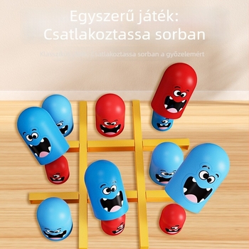 Interaktív gyerek asztali játék tic-tac-toe és matrjoska babákkal, műanyag, Gannady márka, 4–6 évesek számára, fejleszti a kéz-szem koordinációt.