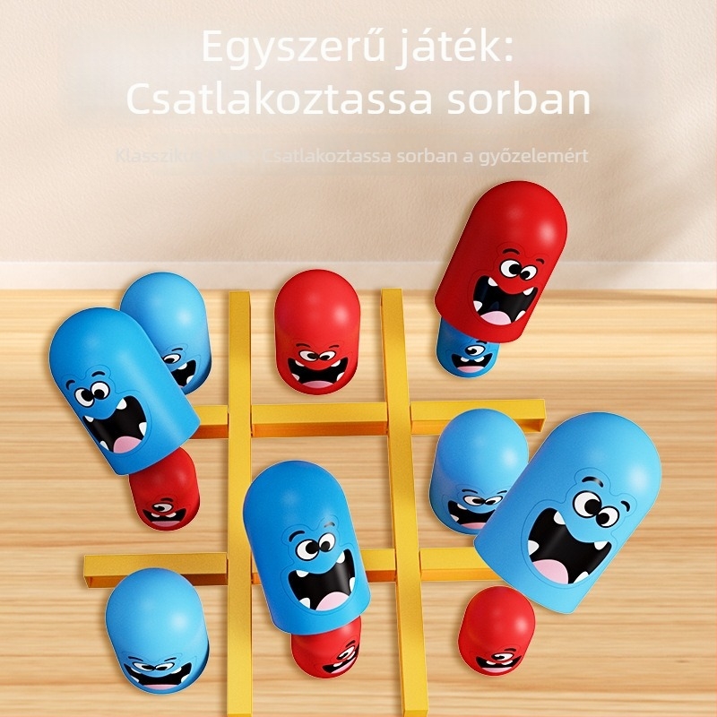 Interaktív gyerek asztali játék tic-tac-toe és matrjoska babákkal, műanyag, Gannady márka, 4–6 évesek számára, fejleszti a kéz-szem koordinációt.