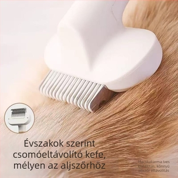 Macskatisztítási eszköz – 3 az 1-ben csomóoldó fésű, ragadós és laza szőr eltávolítása – Anyag: ABS + rozsdamentes acél