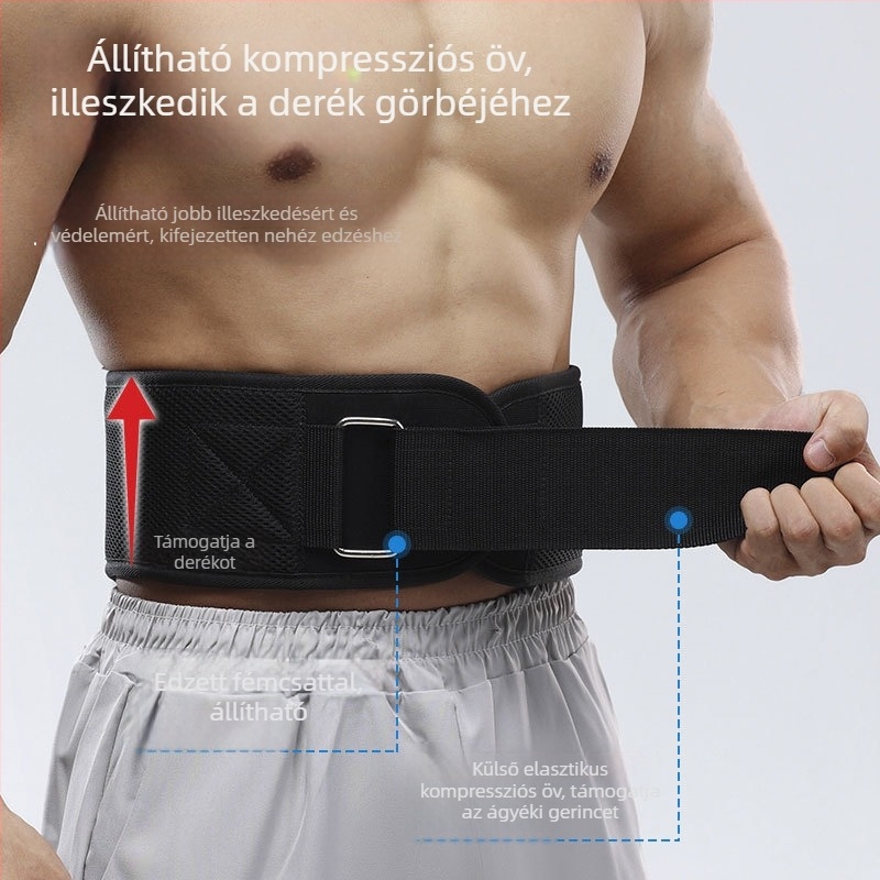 Derékszorító súlyzós edzésekhez és guggolásokhoz – poliészter rostból készült kompressziós deréköv férfiaknak és nőknek, derék-támasz Powerliftinghez