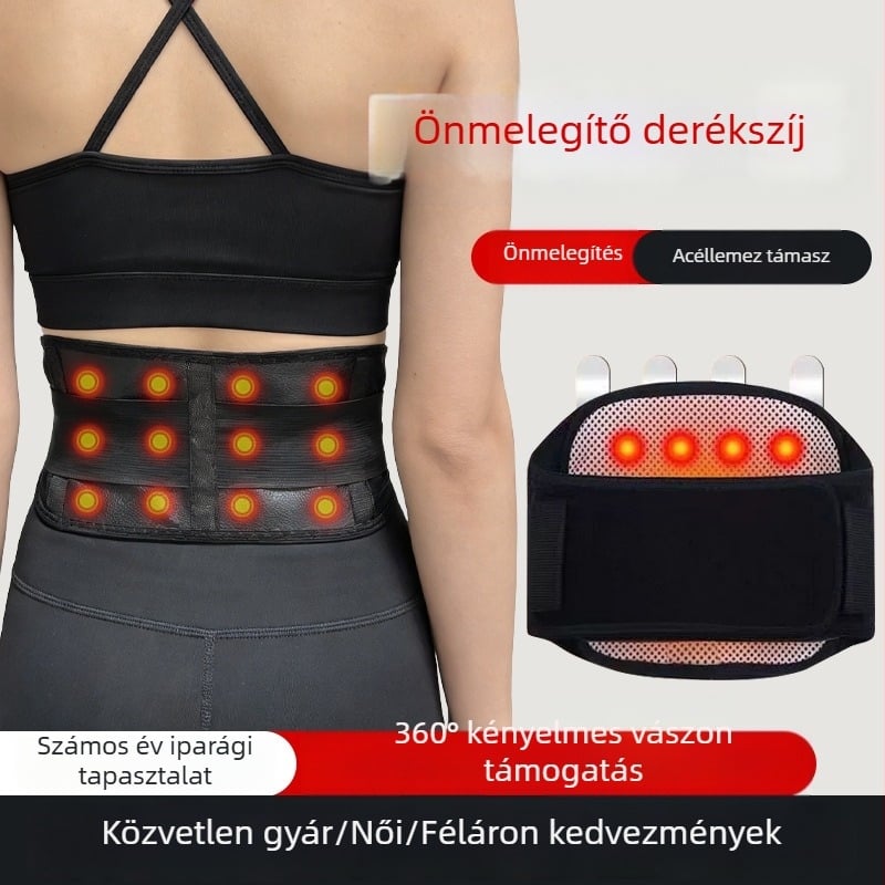 Önmelegedő deréktámasz öv turmalin mágnesekkel, infravörös melegítés és acél gerinc-támasz lemez