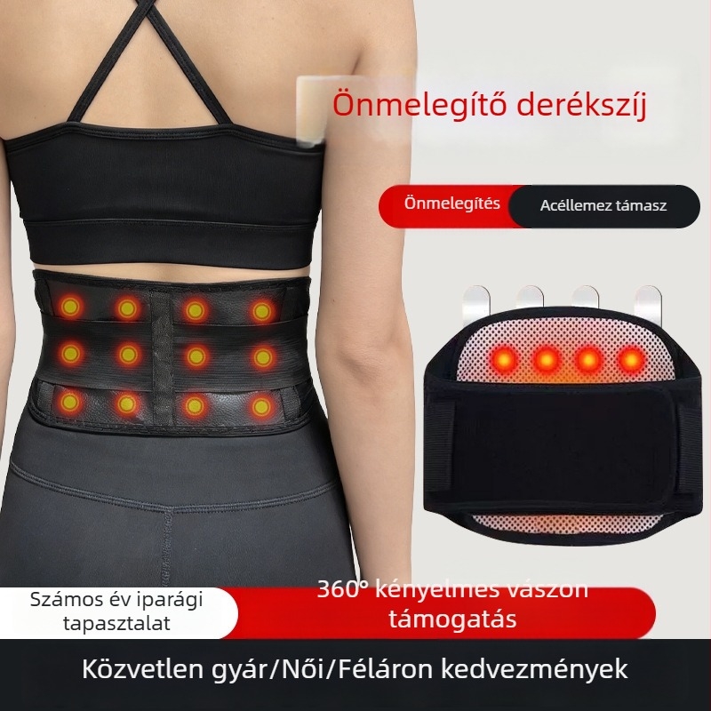 Önmelegedő deréktámasz öv turmalin mágnesekkel, infravörös melegítés és acél gerinc-támasz lemez