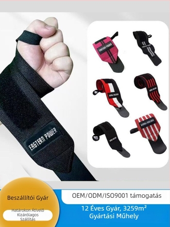 Felnőtteknek szóló professzionális csuklóvédő pántok powerliftinghez – poliészter és gumiból, anti-twist funkcióval, fekvenyomáshoz