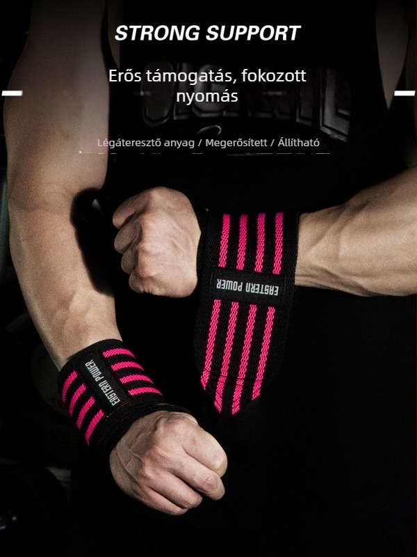 Felnőtteknek szóló professzionális csuklóvédő pántok powerliftinghez – poliészter és gumiból, anti-twist funkcióval, fekvenyomáshoz