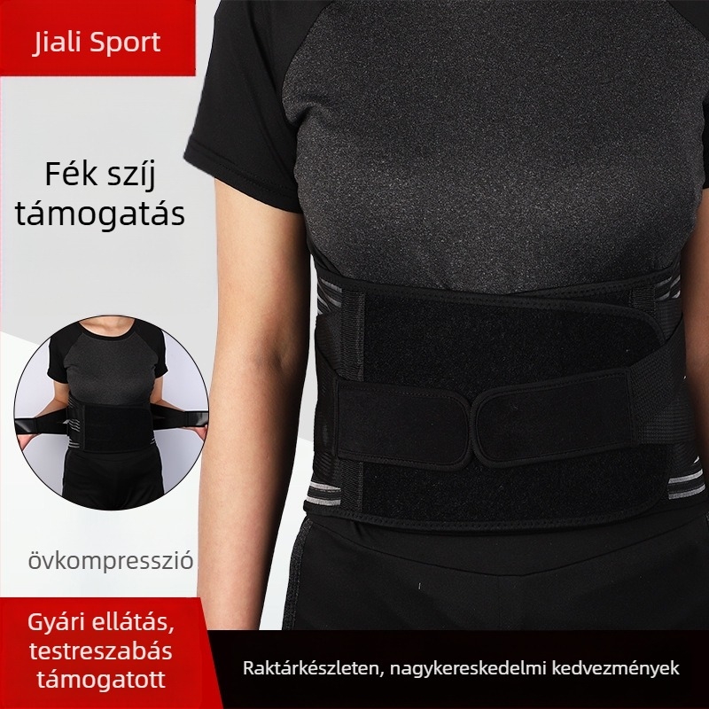 Derék támasz öv, elasztikus dupla kompresszióval, légáteresztő hálós szerkezettel, poliészter rostból, súlyemeléshez és edzéshez