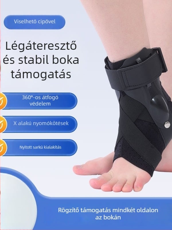 Nylonból készült bokaortézis felnőtteknek, kültéri sportokra alkalmas, a boka rögzítését biztosítja