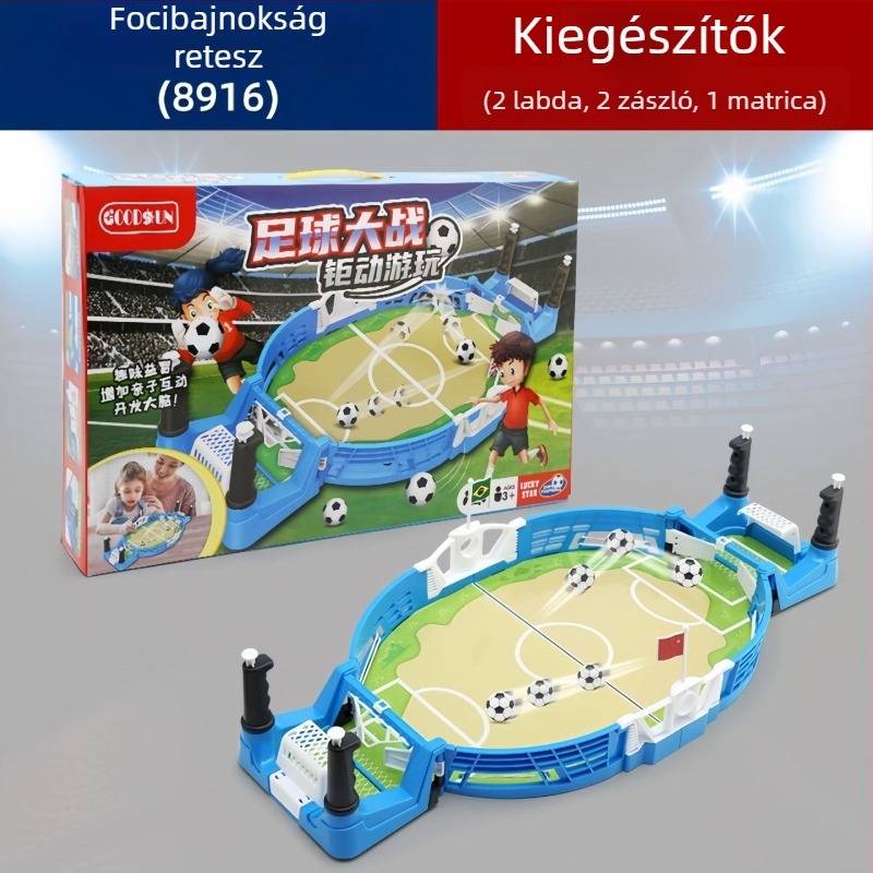 Két játékos asztali kosár- és foci játék – műanyag kivitel; szülő-gyermek interakció, gondolkodás fejlesztése, kéz- és szem-koordináció; 4–35 éveseknek