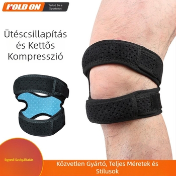 Szilikoncsíkos térdvédő – lélegző, nyomásos térdtámogatás futáshoz, kerékpározáshoz és túrázáshoz; Anyagok: Okcloth, szilikoncsík, N anyag, Velcro; Térd védelem