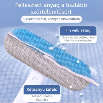 Macskaszőr tisztító készülék szívó és sörtés kefével – macska- és kutyaszőrök, szőnyegek és ágyak tisztítására (Anyag: PP Flanel; Importált: Nem; Ajándék: Nem)