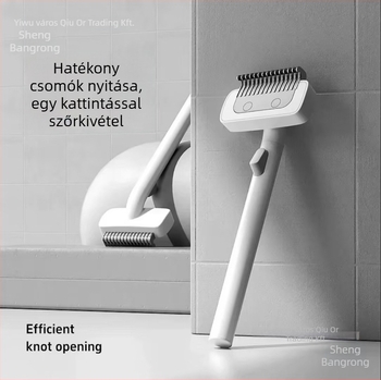 Shengbangrong Ápoló fésű macskáknak – Deshedding hosszú szőrű macskáknak, rozsdamentes acél, négyszögletes fésűfej, termékkód AL