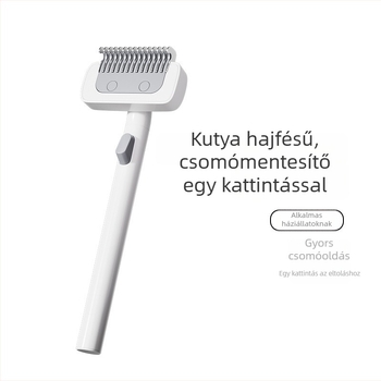 Shengbangrong Ápoló fésű macskáknak – Deshedding hosszú szőrű macskáknak, rozsdamentes acél, négyszögletes fésűfej, termékkód AL