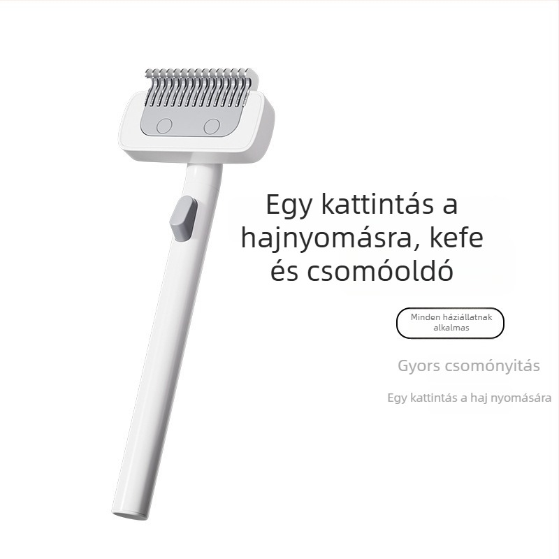 Shengbangrong Ápoló fésű macskáknak – Deshedding hosszú szőrű macskáknak, rozsdamentes acél, négyszögletes fésűfej, termékkód AL