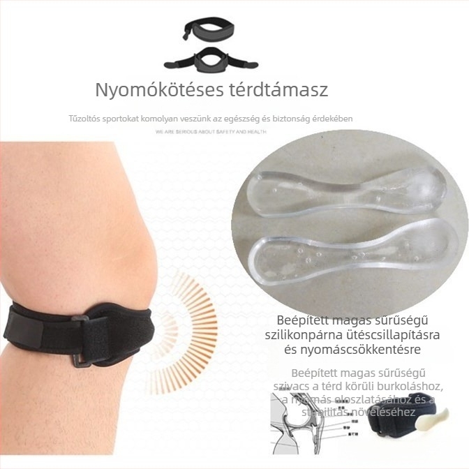 Térdvédő szilikon és OKCloth bevonattal – felnőtteknek, kosárlabdára és kerékpározásra, védi a térd ízületét