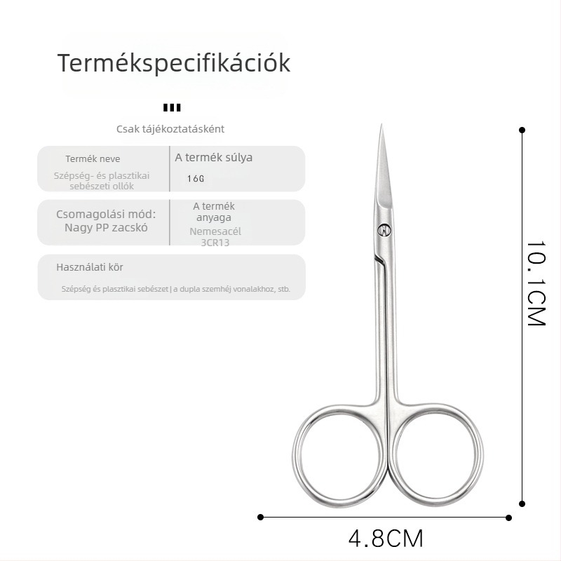 Kettős szemhéj kozmetikai olló szemészeti használatra, rozsdamentes acél – szemöldök formázó kés és smink olló