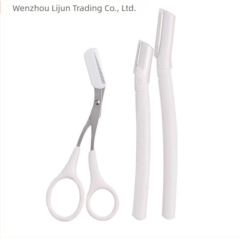 Négy darabos szemöldökápoló készlet – szemöldöknyíró, kozmetikai olló és szemöldökcsipesz; kezdőknek