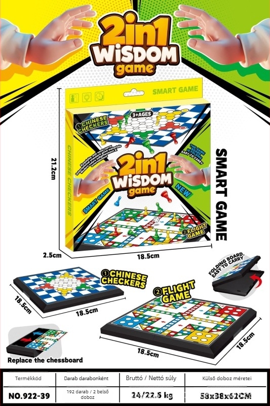 Két játékos számára készített multifunkcionális asztali játék – puzzle, szellemi fejlesztés, kéz- és agyi aktivitás, tic-tac-toe kártyák