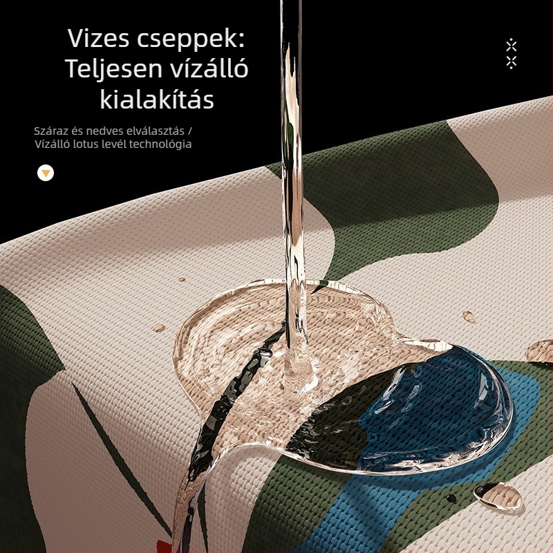 Zuhanyfüggöny készlet - vastagabb vízálló, fúrás nélküli rögzítés, penészedés és nedvességnek ellenálló, poliészter, absztrakt macska színblokkok mintával