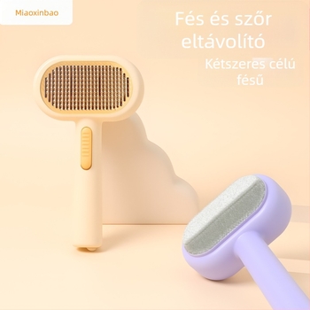 Kétoldalas, öntisztító fésű macskáknak és kutyáknak – szőrhullás eltávolítása, ABS, Meow Heart Baby