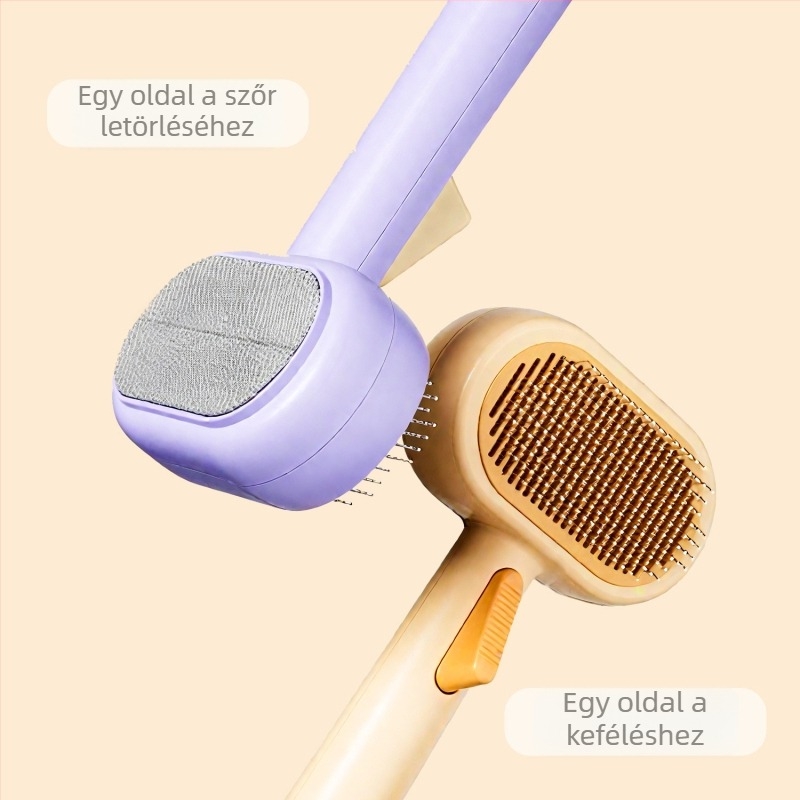 Kétoldalas, öntisztító fésű macskáknak és kutyáknak – szőrhullás eltávolítása, ABS, Meow Heart Baby