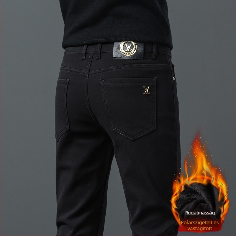 Farmernadrág, középmagas derekú, egyenes szabású, pamutkeverék 35–75%, cipzáras lezárás