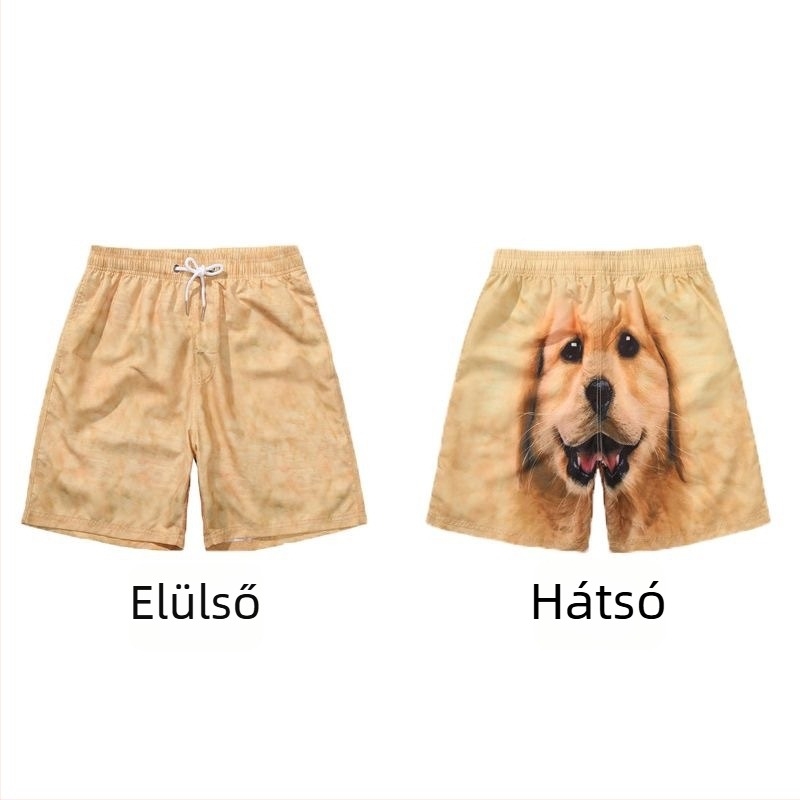 Kényelmes casual rövidnadrág karikatúra mintával, középmagas derékrész, poliészter keverék, mikroelasztikusság