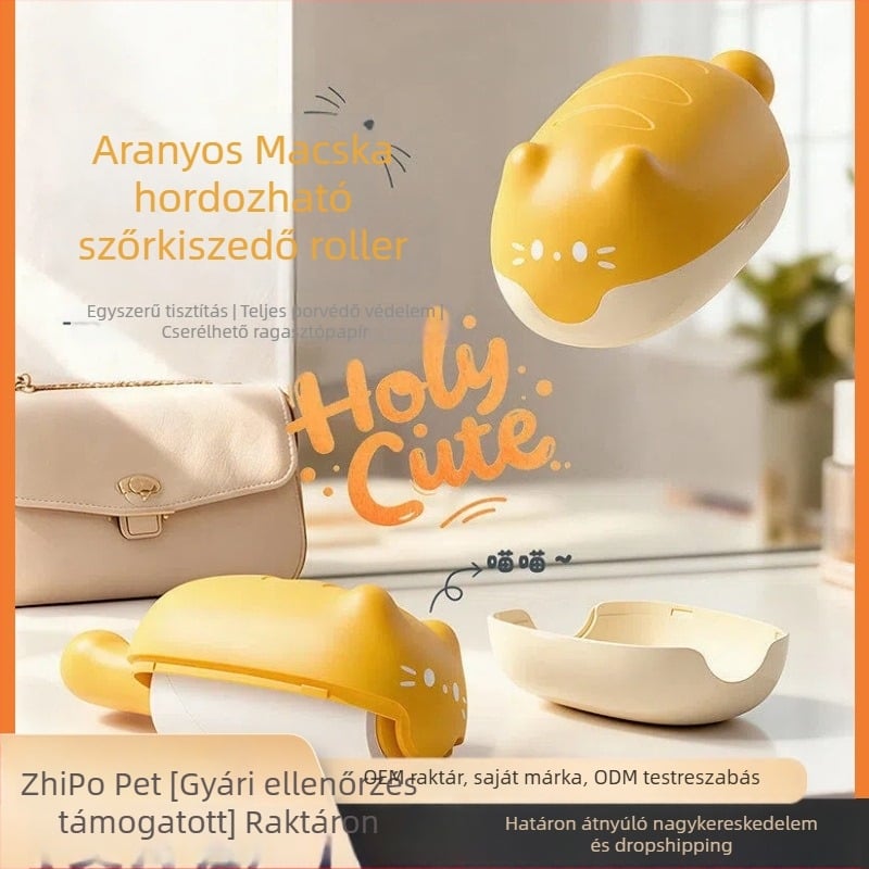 Állatbarát szőrtelenítő roller cserélhető ragasztólapokkal, tépő típusú roller ruhákhoz, ABS körkörös fejű