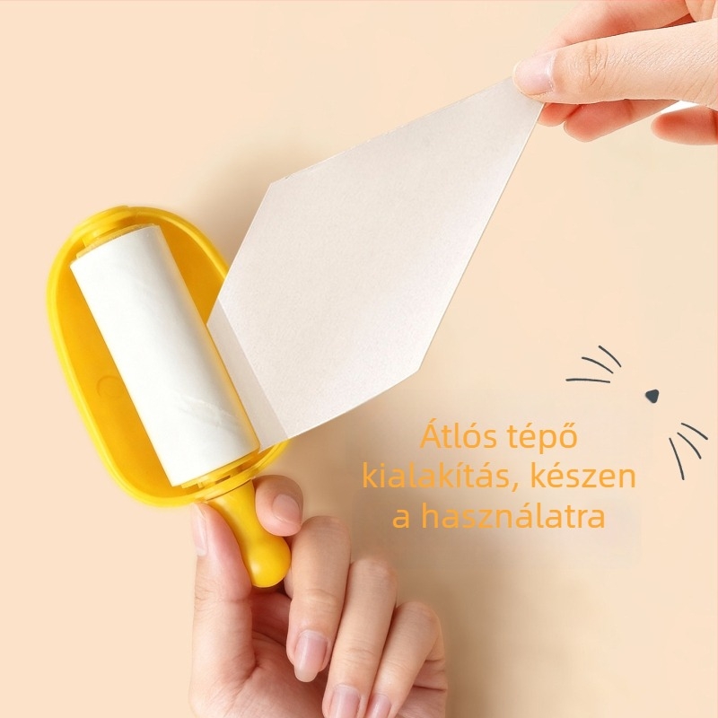 Állatbarát szőrtelenítő roller cserélhető ragasztólapokkal, tépő típusú roller ruhákhoz, ABS körkörös fejű