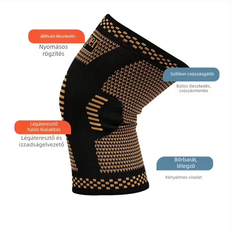 Pleten kötésű térdvédő, univerzális méret, alkalmas kosárlabdára, tollaslabdára és futásra