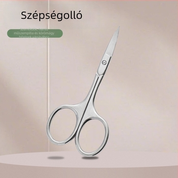 Rozsdamentes acél szemöldök- és orrszőr olló készlet — szemöldökolló hegyes végű, orrszőr olló kerek végű