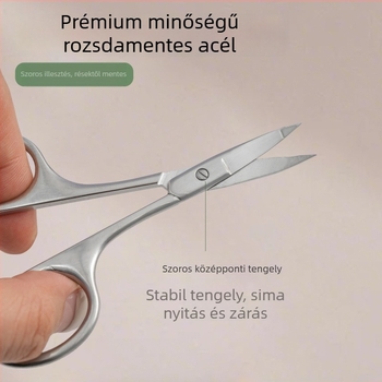 Rozsdamentes acél szemöldök- és orrszőr olló készlet — szemöldökolló hegyes végű, orrszőr olló kerek végű