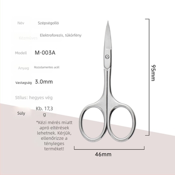 Rozsdamentes acél szemöldök- és orrszőr olló készlet — szemöldökolló hegyes végű, orrszőr olló kerek végű