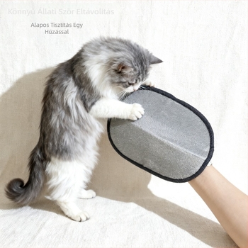 Macska elektrosztatikus szőrtelenítő kesztyű, kétirányú fésülés, mosható, puha anyag, tartós tisztító kesztyű macskáknak