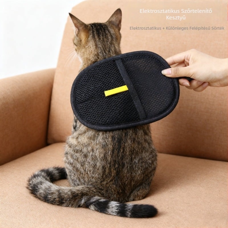 Macska elektrosztatikus szőrtelenítő kesztyű, kétirányú fésülés, mosható, puha anyag, tartós tisztító kesztyű macskáknak