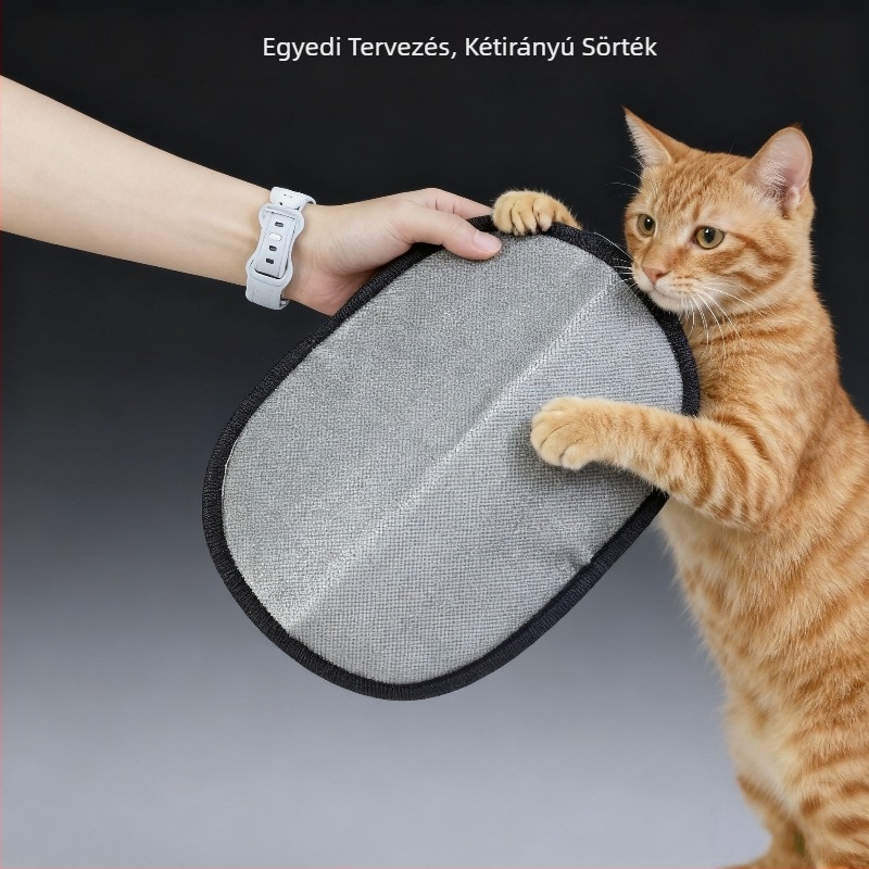 Macska elektrosztatikus szőrtelenítő kesztyű, kétirányú fésülés, mosható, puha anyag, tartós tisztító kesztyű macskáknak