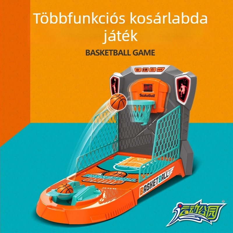 Sheng Ying műanyag mini asztali ujj-katapultos kosárdobó játék elektronikus pontozással, 4–6 éveseknek