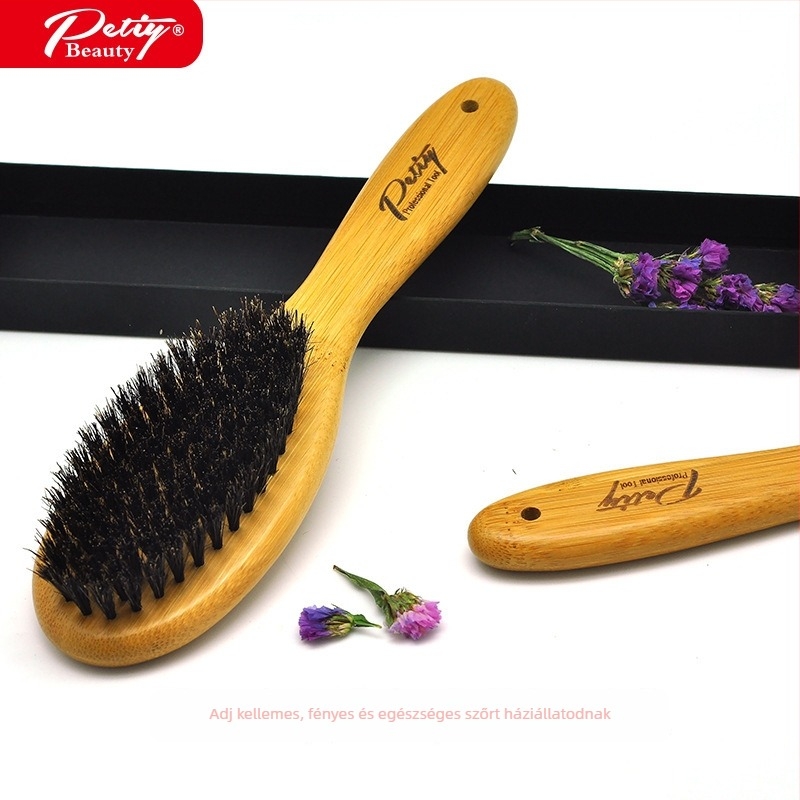 Petiybeauty Bambuszfa fogantyújú sörtés kefével acél tűvel hosszú szőrű kutyák és macskák számára