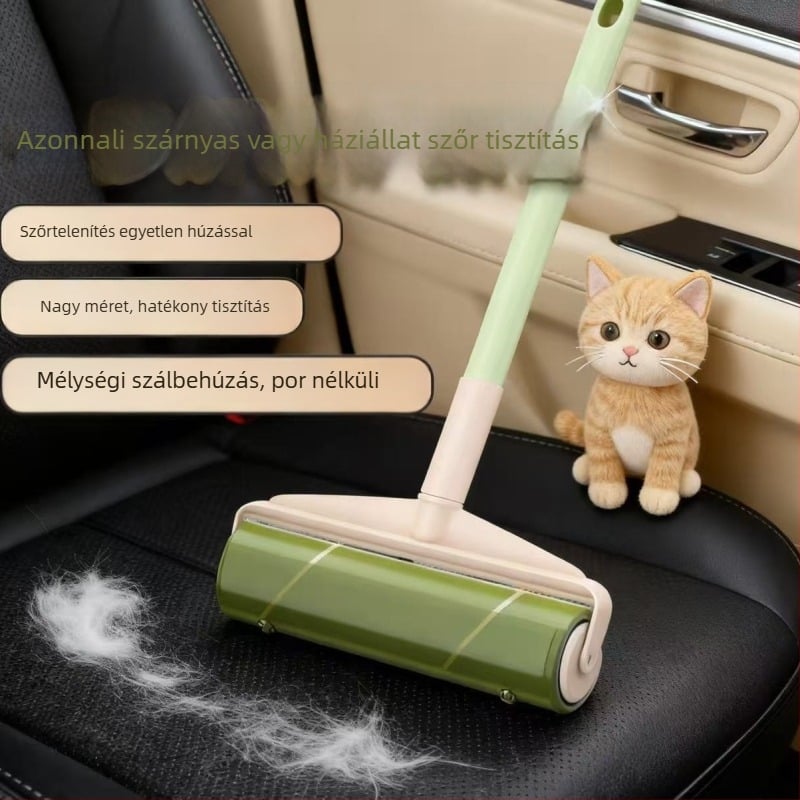 Kicserélhető szöszmentesítő tekercs – eltávolítja a háziállatok szőrét a kanapéról és ruházatból; műanyag test; modern minimalista dizájn; bevezetve 2017 télen.