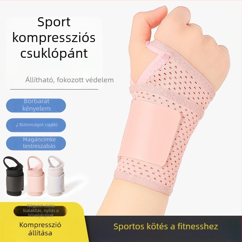 Légáteresztő csuklótartó, állítható nyomású rögzítő, csuklóvédő felnőtteknek; Fő anyag: poliészter/spandex/latex/selyem