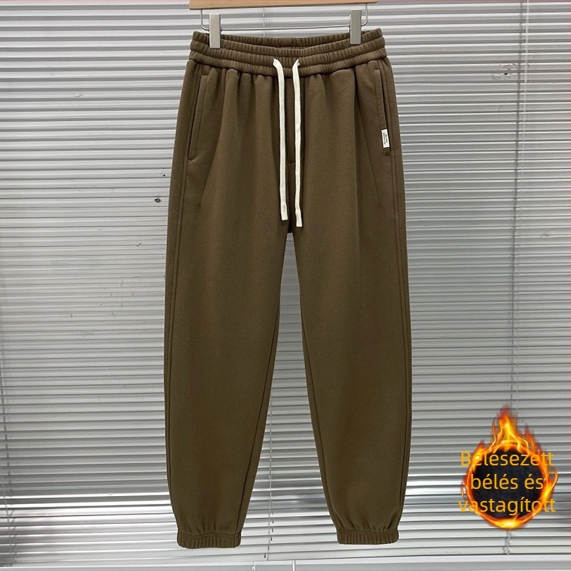 Férfi mindennapi egyenes nadrág, középmagas derekú, vast pamut, mikroelasztikus, tavasz–ősz