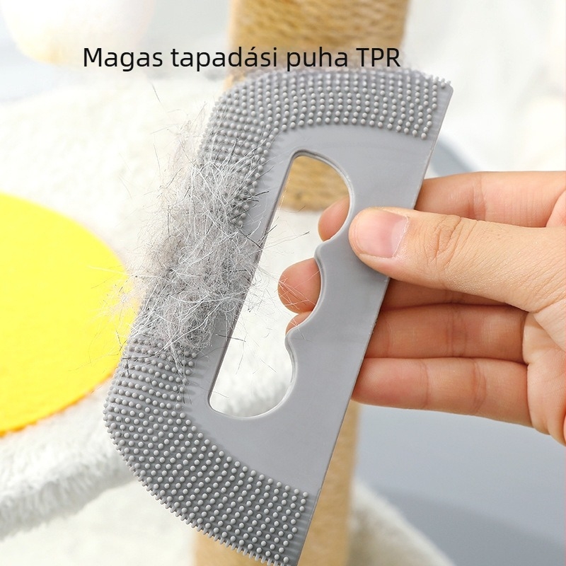 Állatok szőrének eltávolítására szolgáló hajkefe puha szilikonos fogazatú fésűvel – Hongfeng, ajándékba kész