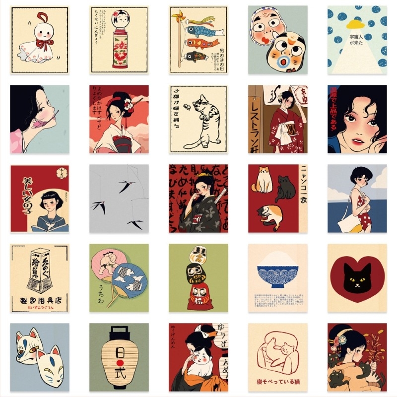 Tu Yu 50 vízálló DIY matricák japán stílusban telefontokokhoz, bőröndökhöz és jegyzetfüzetekhez