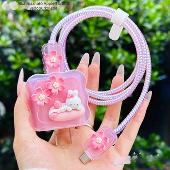 TPU töltőkábel védő, karikatúra dizájnal, Apple 20W iPhone 14 Pro Max kompatibilis – törés elleni védelem