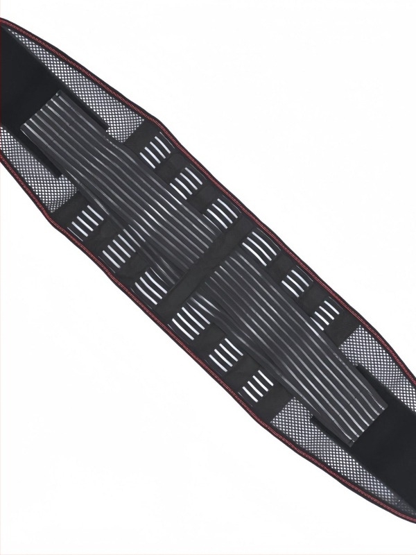 Deréköv vaslemezzel – vékony, lélegző hálós kialakítás, uniszex deréktámasz (Poliészter; Vaslemez; Uniszex; Kültéri sportok; Deréktámasz)