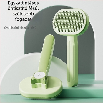 Macskaápoló fésű egy kattintásos szőr eltávolítással – rozsdamentes acél és műanyag