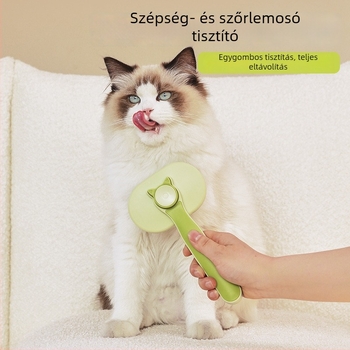 Macskaápoló fésű egy kattintásos szőr eltávolítással – rozsdamentes acél és műanyag