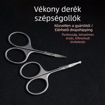 Rozsdamentes acél szemöldök- és orrszőr olló, biztonságos kerek végű és hegyes végű