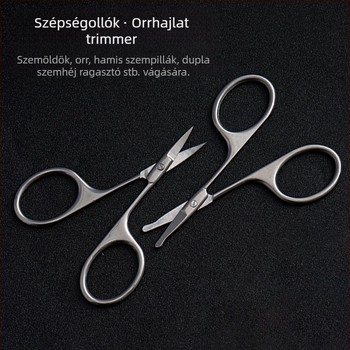 Rozsdamentes acél szemöldök- és orrszőr olló, biztonságos kerek végű és hegyes végű